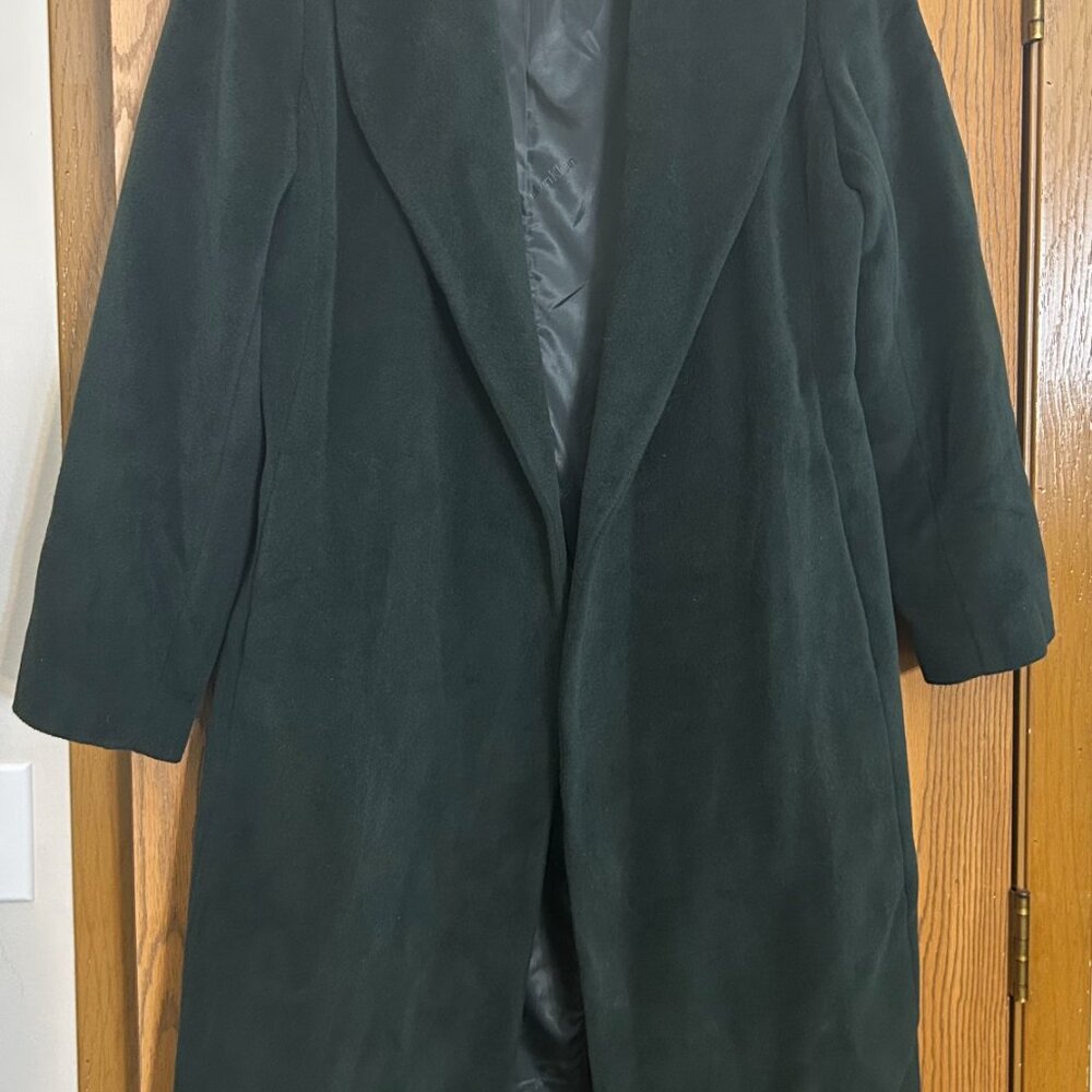 Calvin Klein Emerald Green Wool Angora Belted Dress Coat Women’s Size 12 - Picture 2 of 9